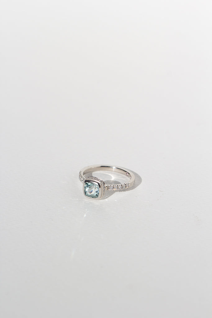 ANILLO CORONI AGUAMARINA PT