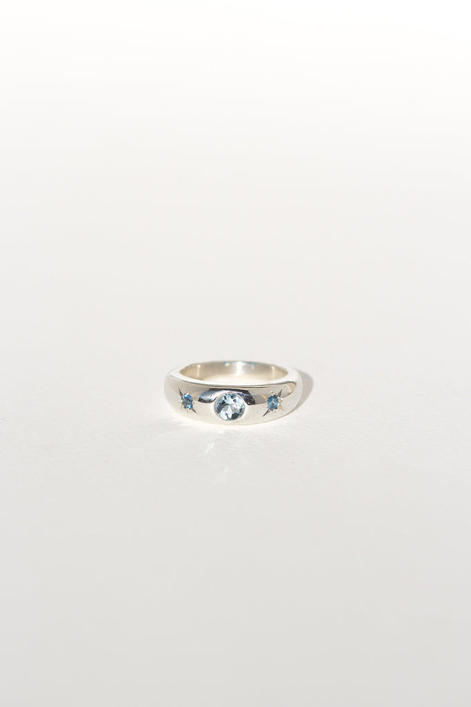 ANILLO BOMBÉ AGUAMARINA SILVER