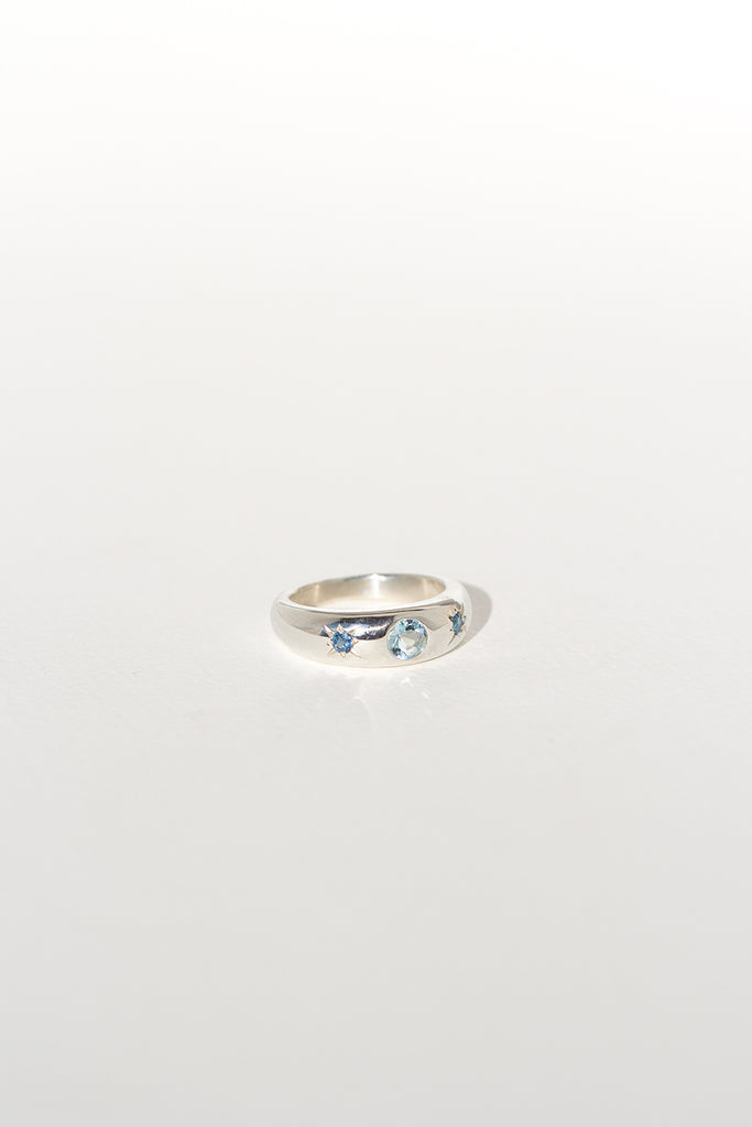 ANILLO BOMBÉ AGUAMARINA SILVER