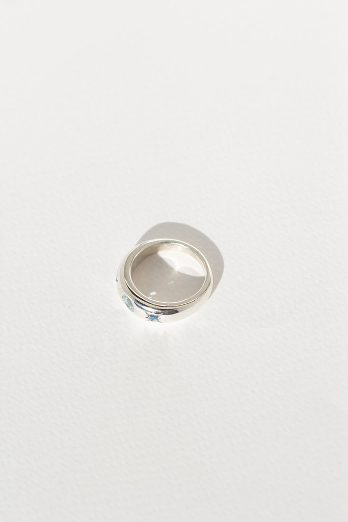 ANILLO BOMBÉ AGUAMARINA SILVER