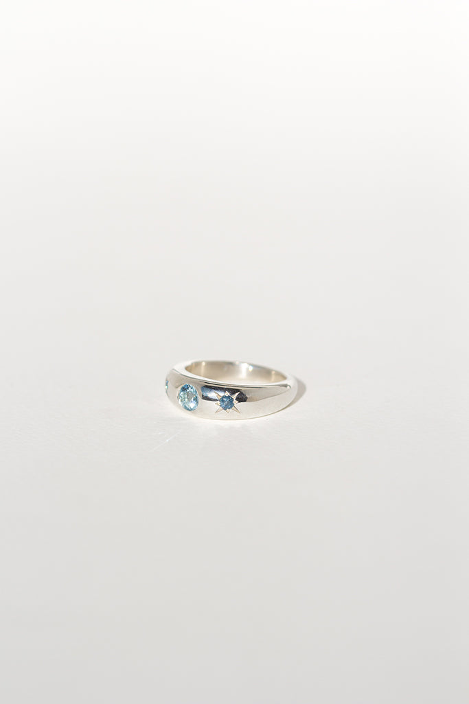 ANILLO BOMBÉ AGUAMARINA SILVER