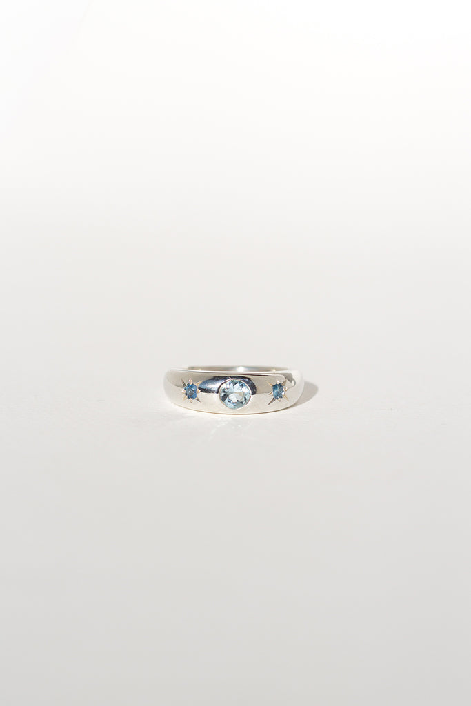 ANILLO BOMBÉ AGUAMARINA SILVER